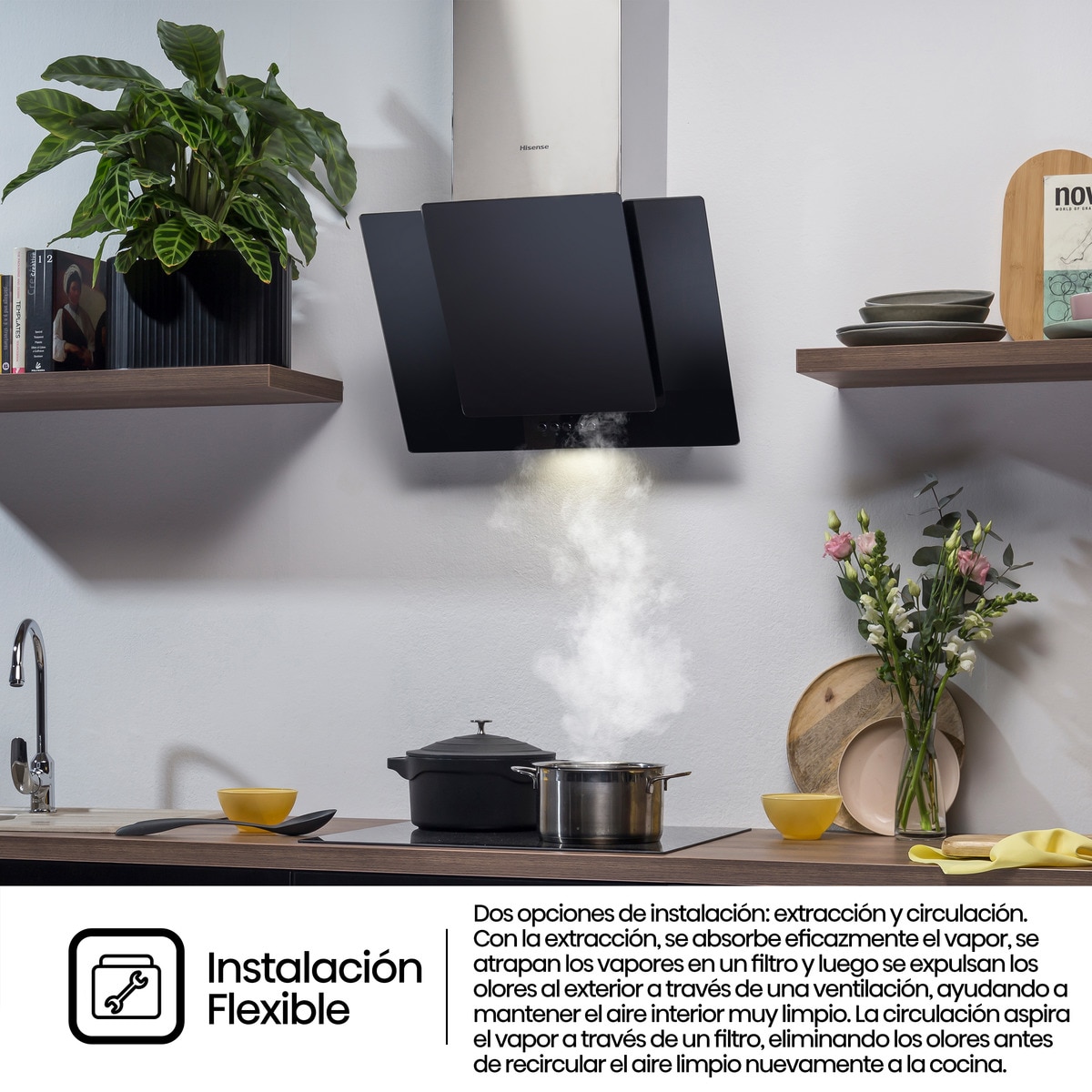 Campana decorativa Hisense 3 velocidades - CH6IN6BXBG Negro/Acero inox-8