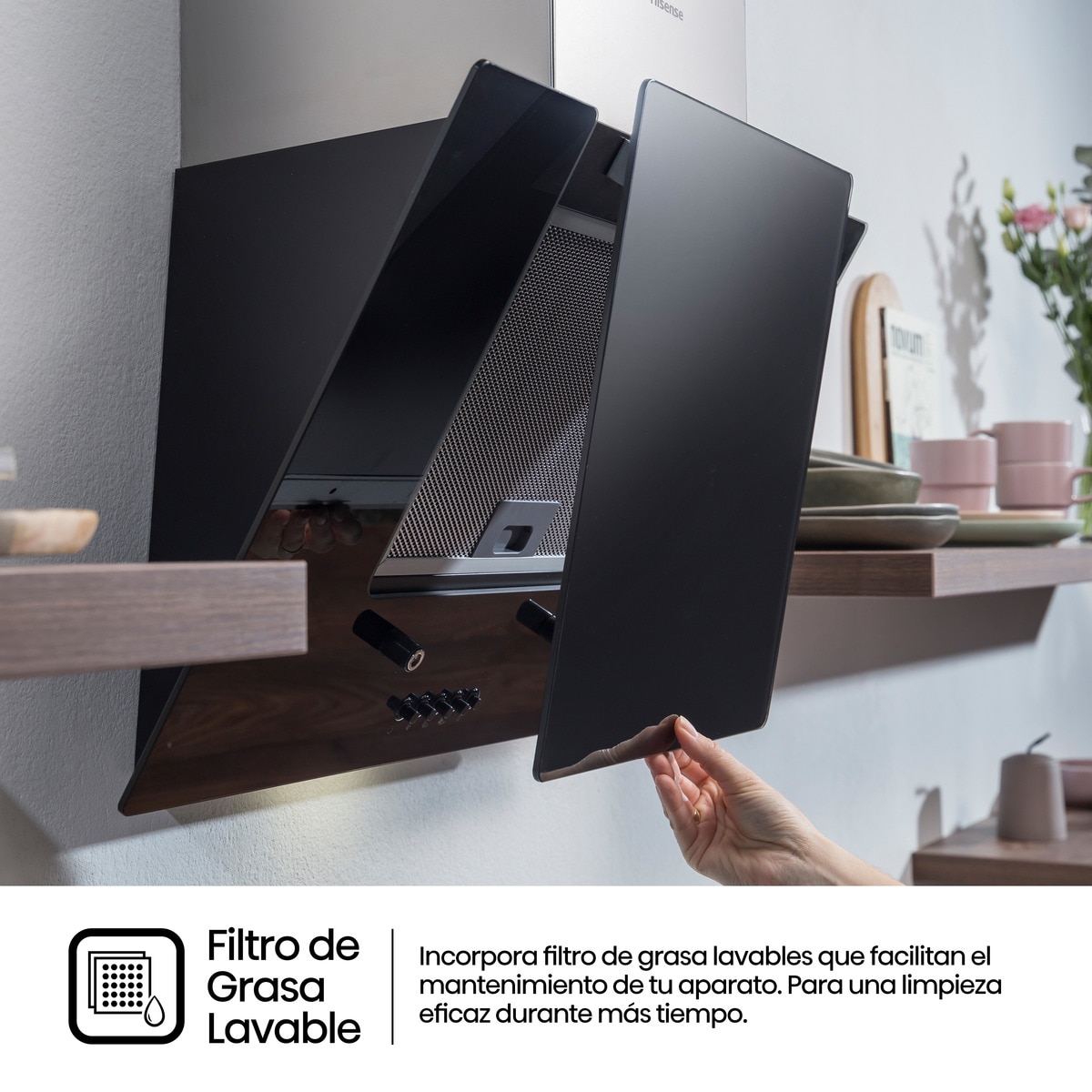 Campana decorativa Hisense 3 velocidades - CH6IN6BXBG Negro/Acero inox-12