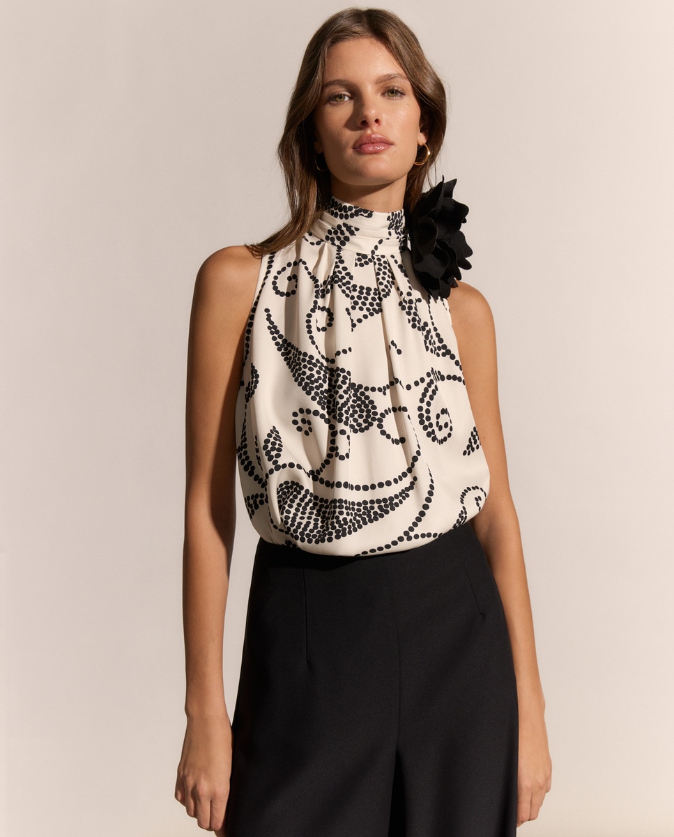 Top de Gola Alta Halter Branco-2