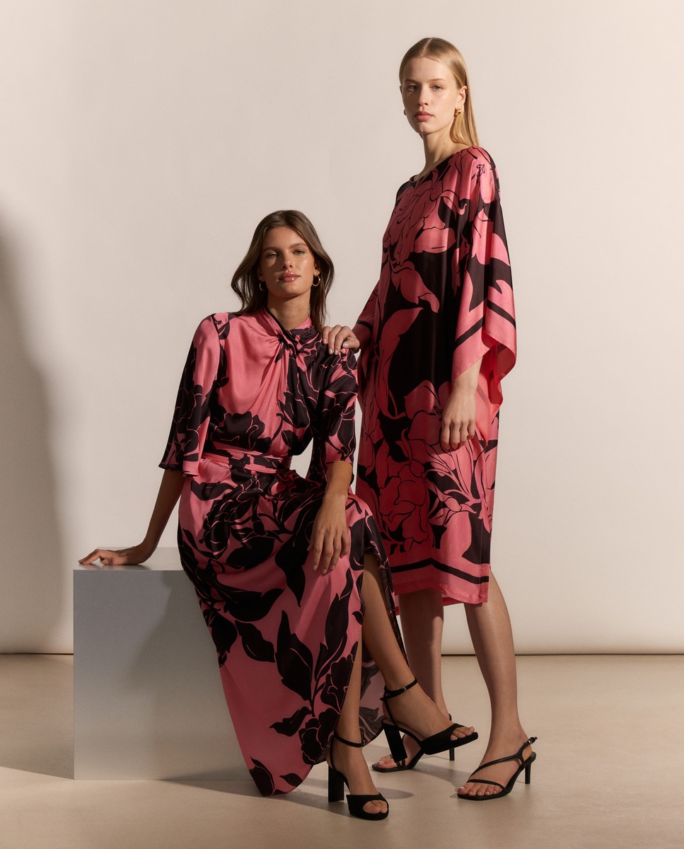 Vestido tipo túnica estampado Rosa-1