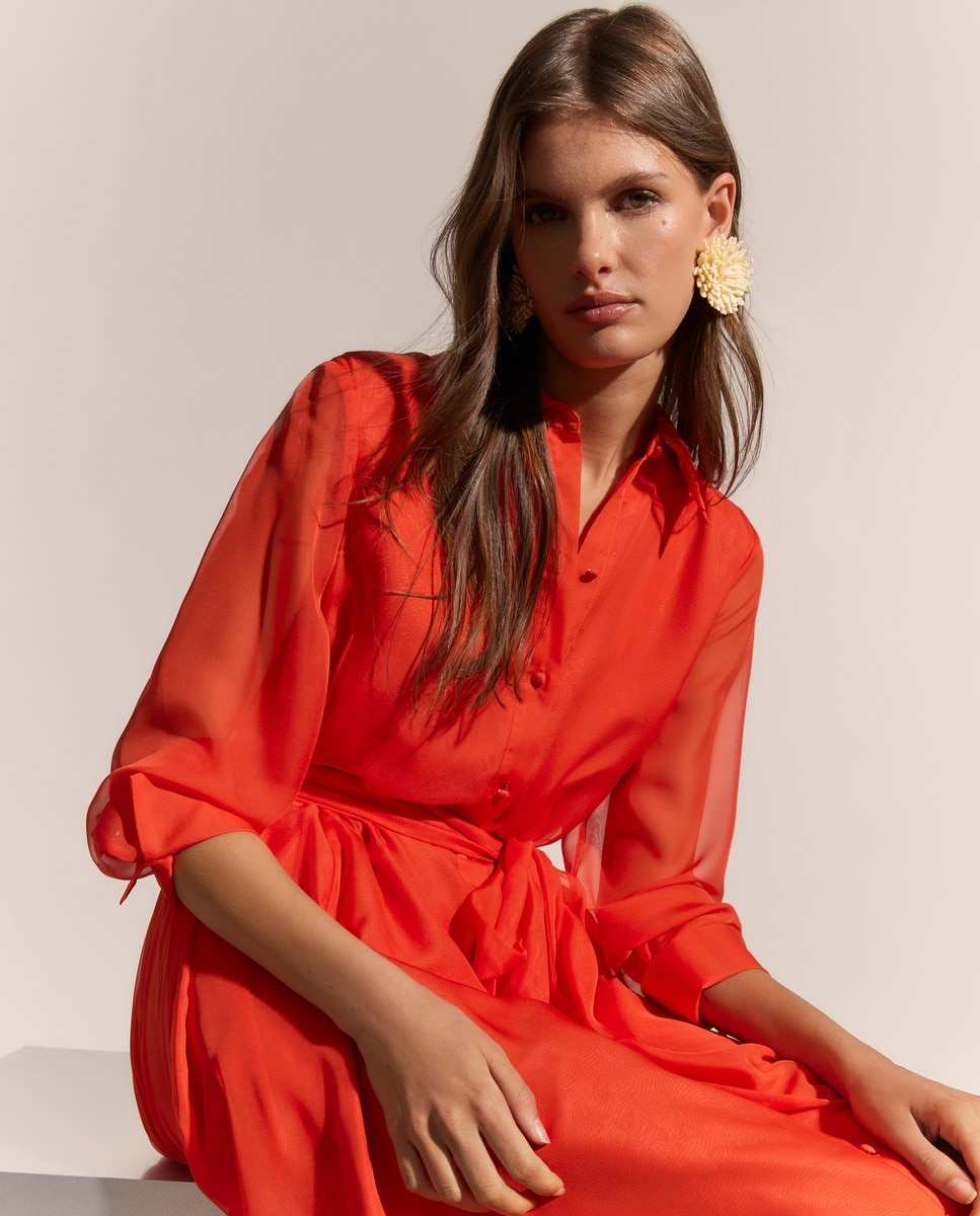 Vestido comprido fluido 630 Coral-3