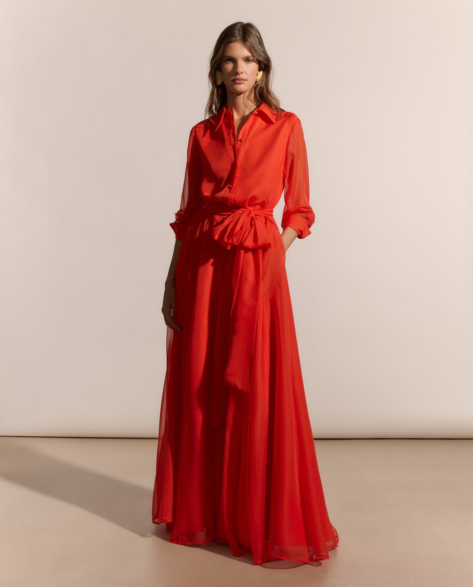 Vestido comprido fluido 630 Coral-1