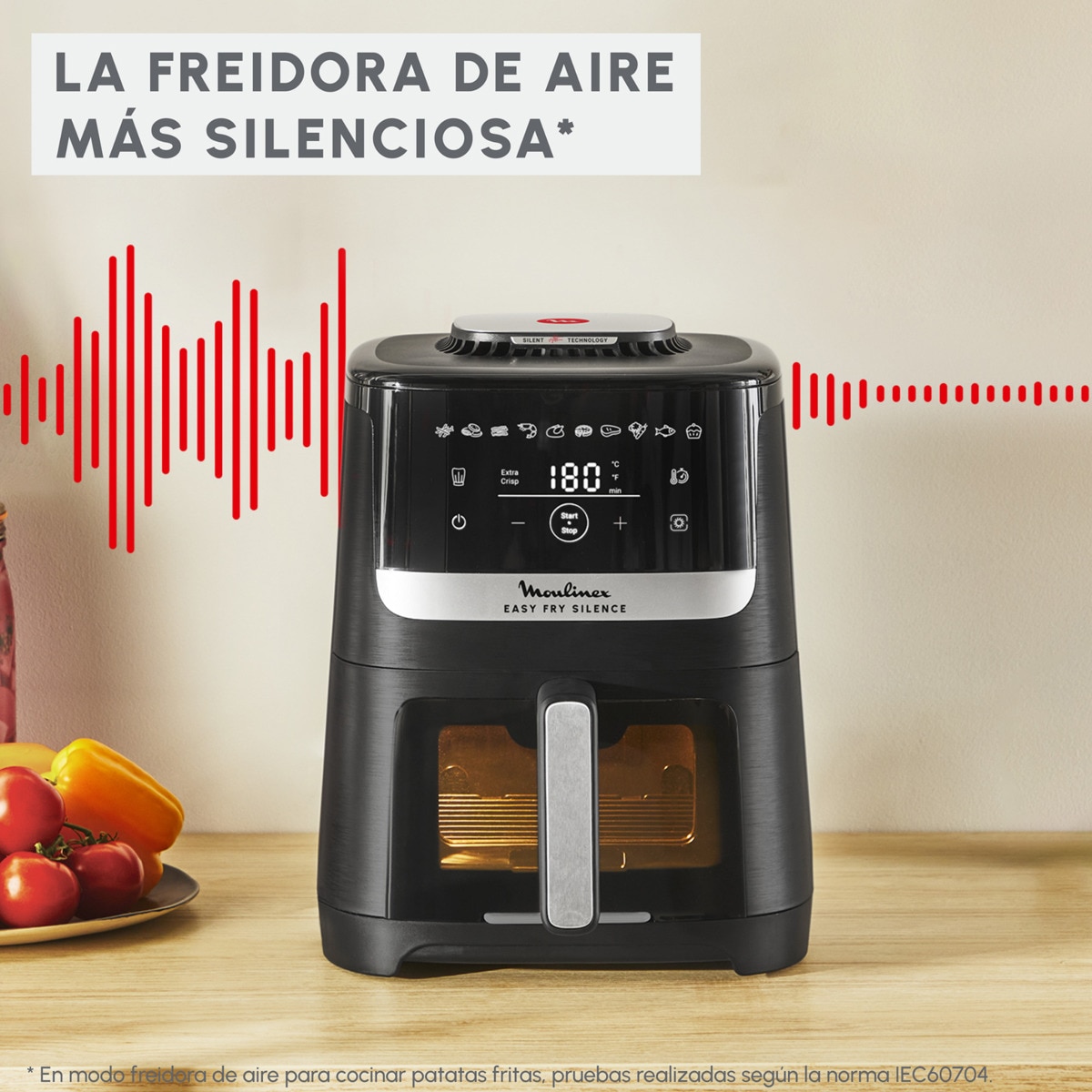 Freidora de Aire Moulinex Easy Fry Silence EZ556, Ventana de Visualización, 5L Negro-3