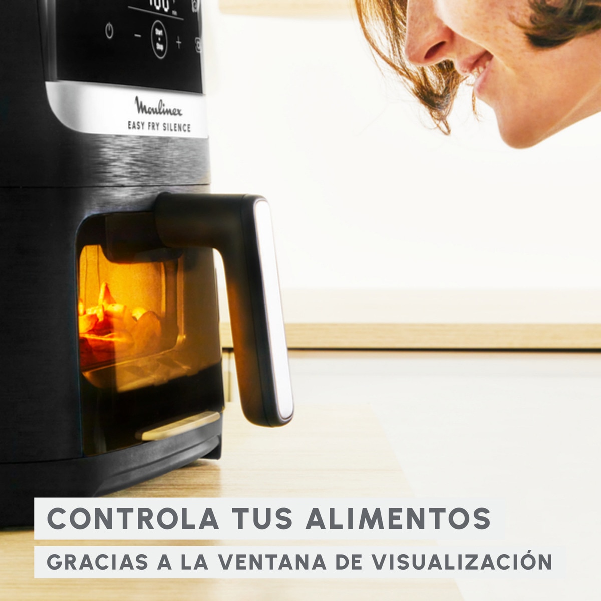 Freidora de Aire Moulinex Easy Fry Silence EZ556, Ventana de Visualización, 5L Negro-4