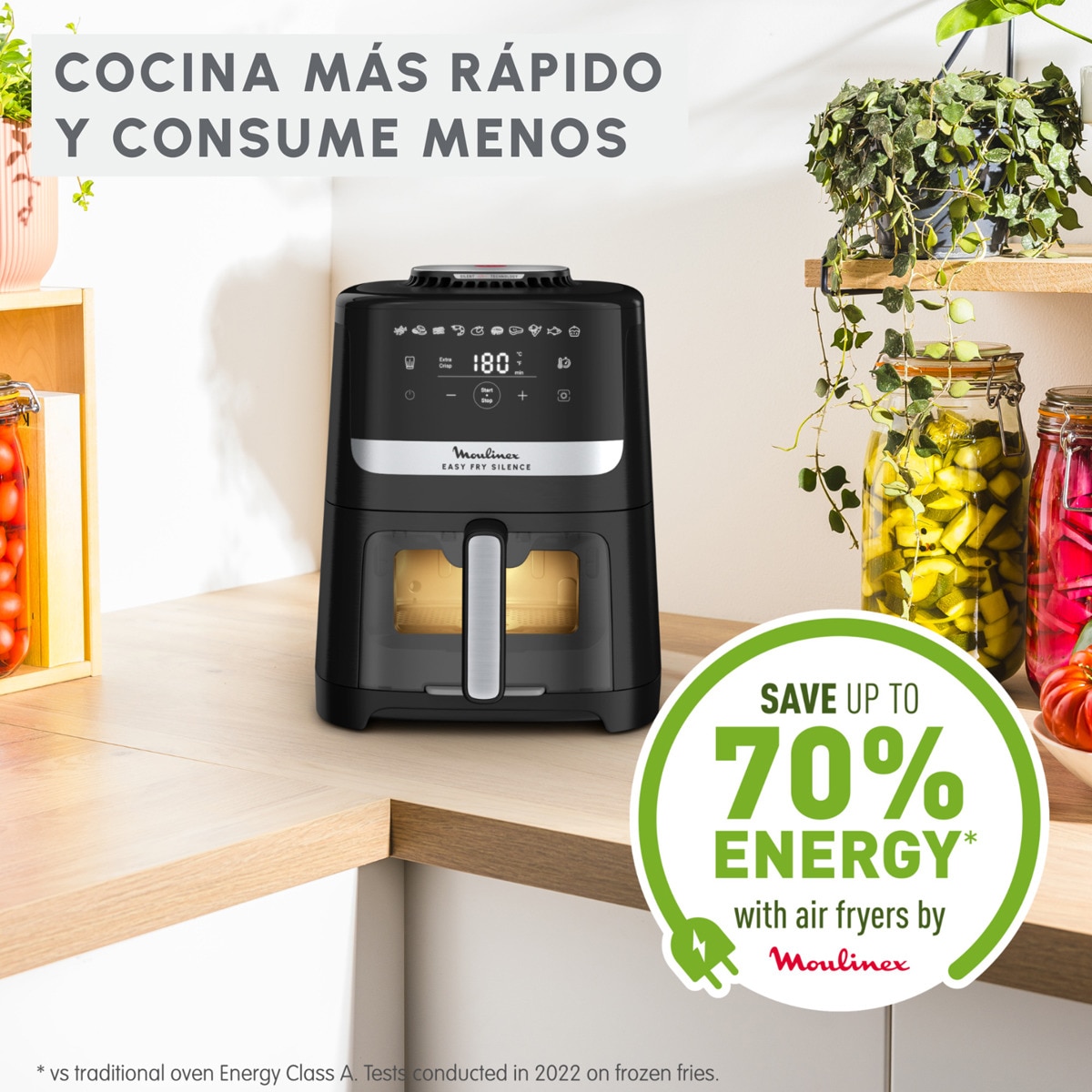 Freidora de Aire Moulinex Easy Fry Silence EZ556, Ventana de Visualización, 5L Negro-7