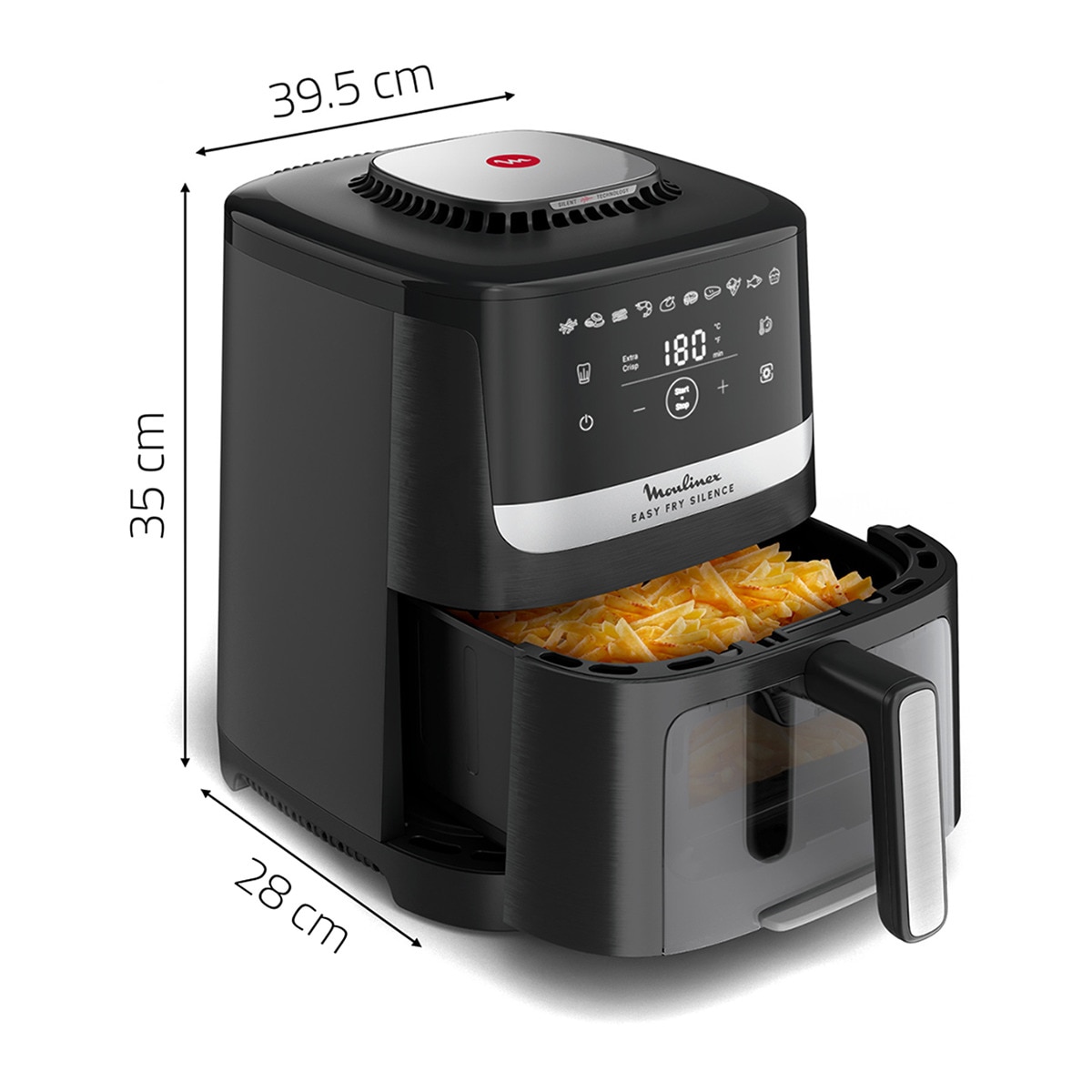 Freidora de Aire Moulinex Easy Fry Silence EZ556, Ventana de Visualización, 5L Negro-8