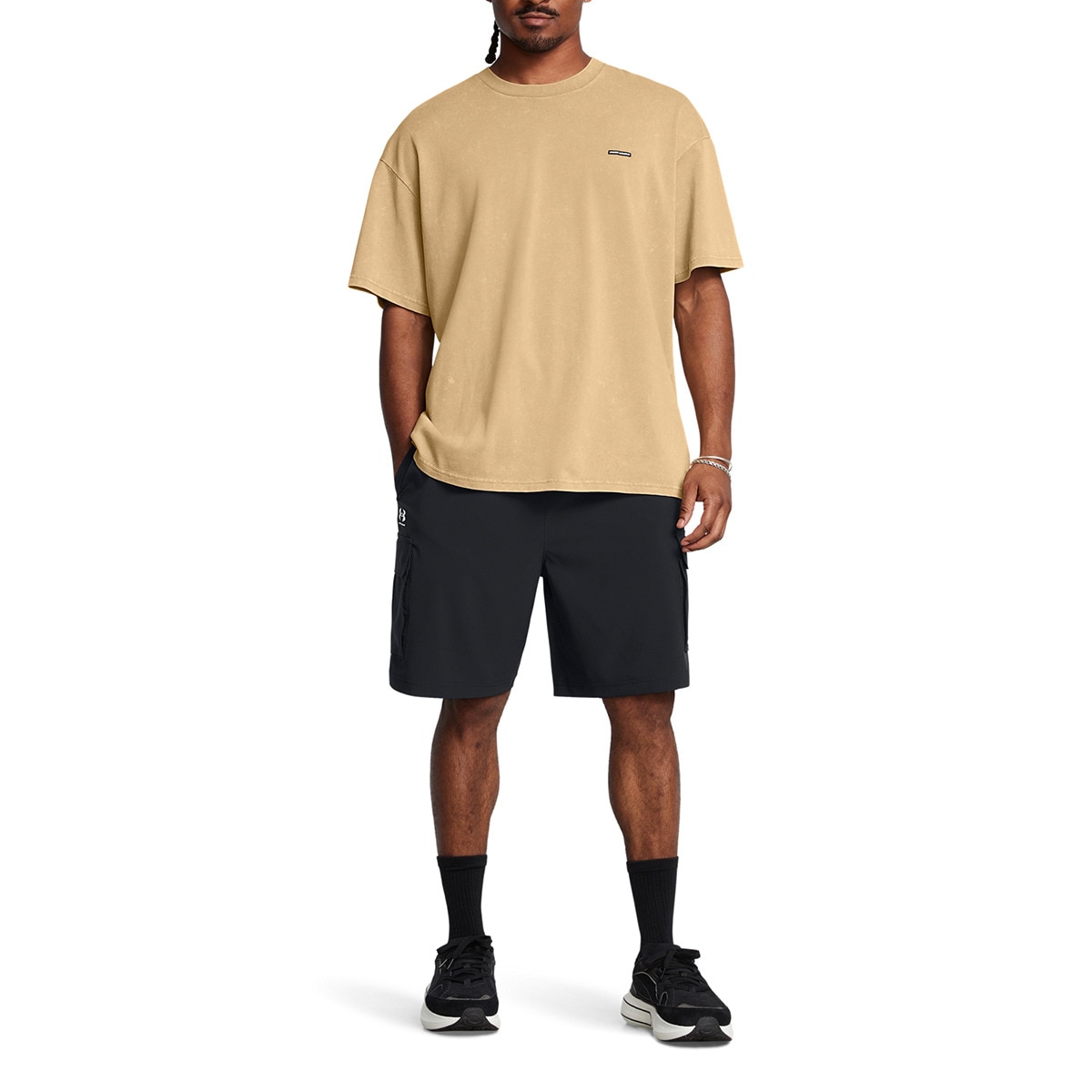 Calções Casual de Homem Ua Vibe Woven Cargo Short-Blk Preto-4