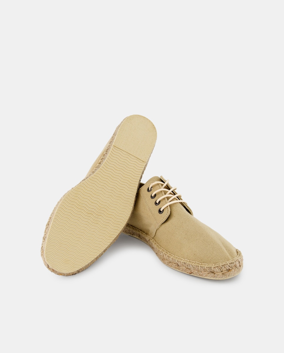 Alpargata cordones Lona con piso de yute Taupe-2
