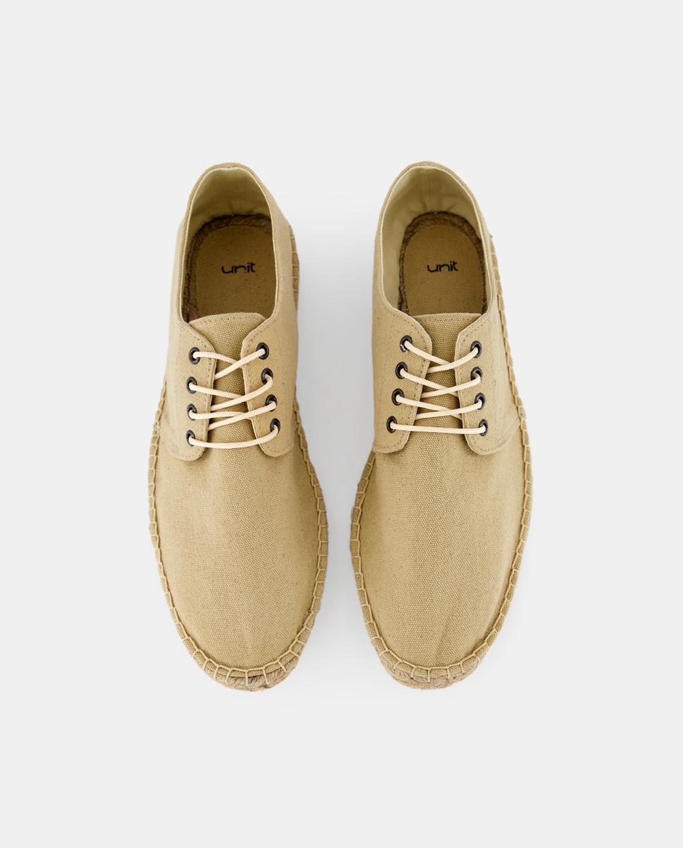 Alpargata cordones Lona con piso de yute Taupe-4