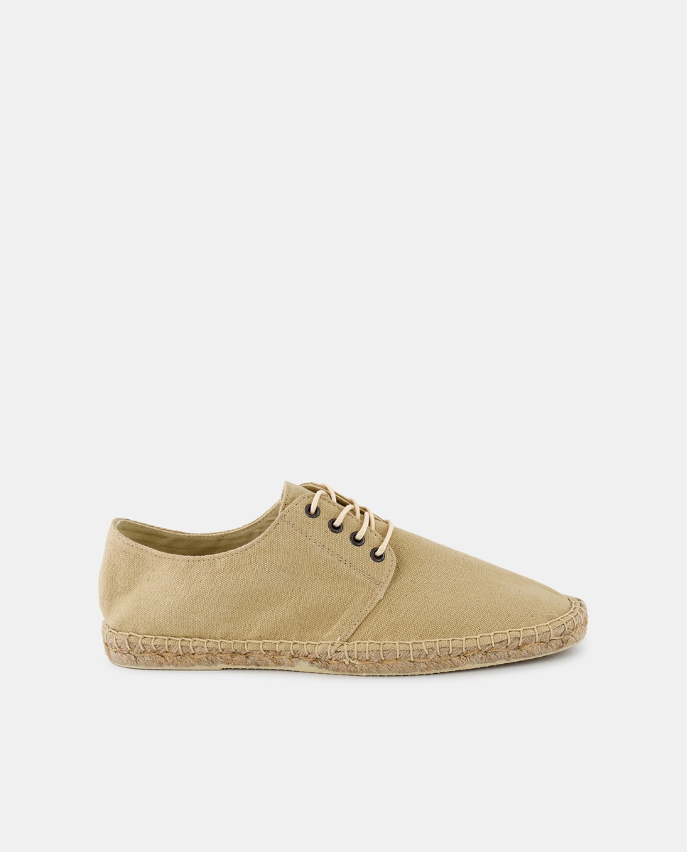 Alpargata cordones Lona con piso de yute Taupe-1