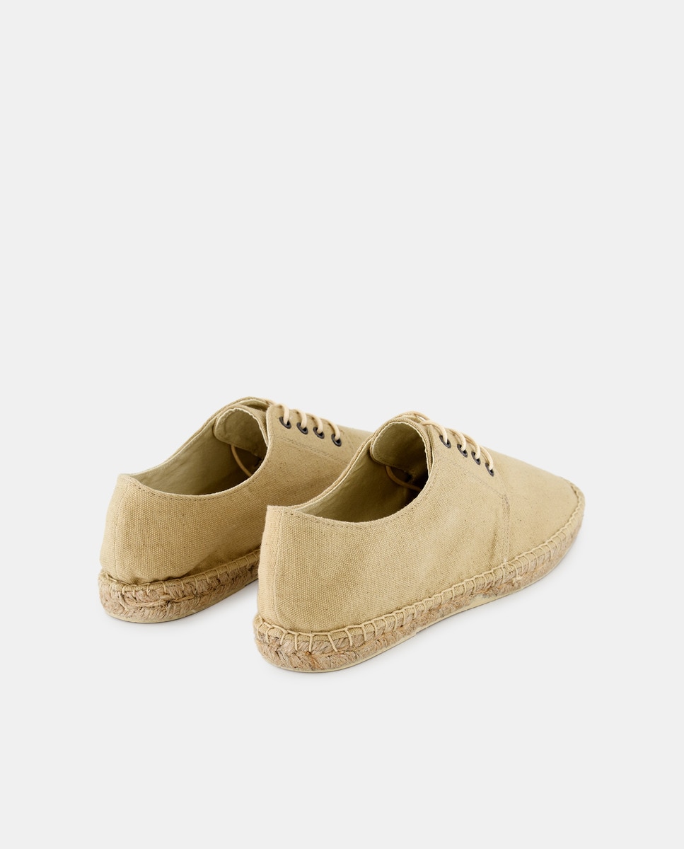 Alpargata cordones Lona con piso de yute Taupe-3