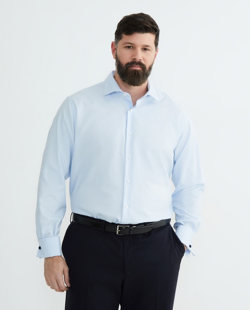 Imagen 0 de Camisa hombre vestir lisa estructura non iron puño doble tallas grandes