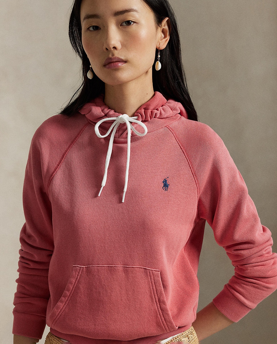 Sweatshirt de Felpa Shrunken Fit com Capuz Vermelho-3