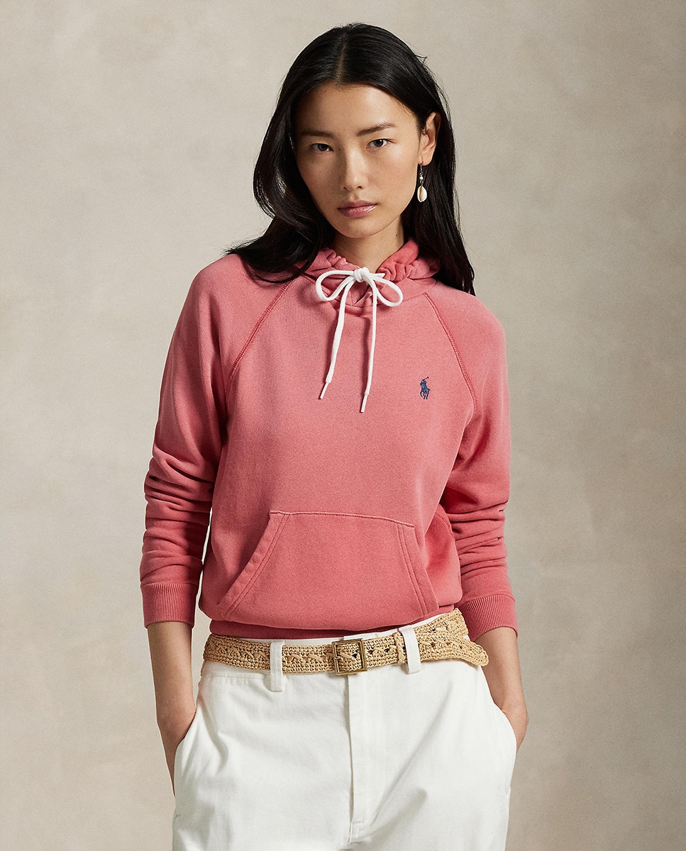 Sweatshirt de Felpa Shrunken Fit com Capuz Vermelho-1