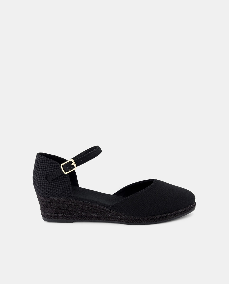Alpargata con cuña y pulsera Negro-1
