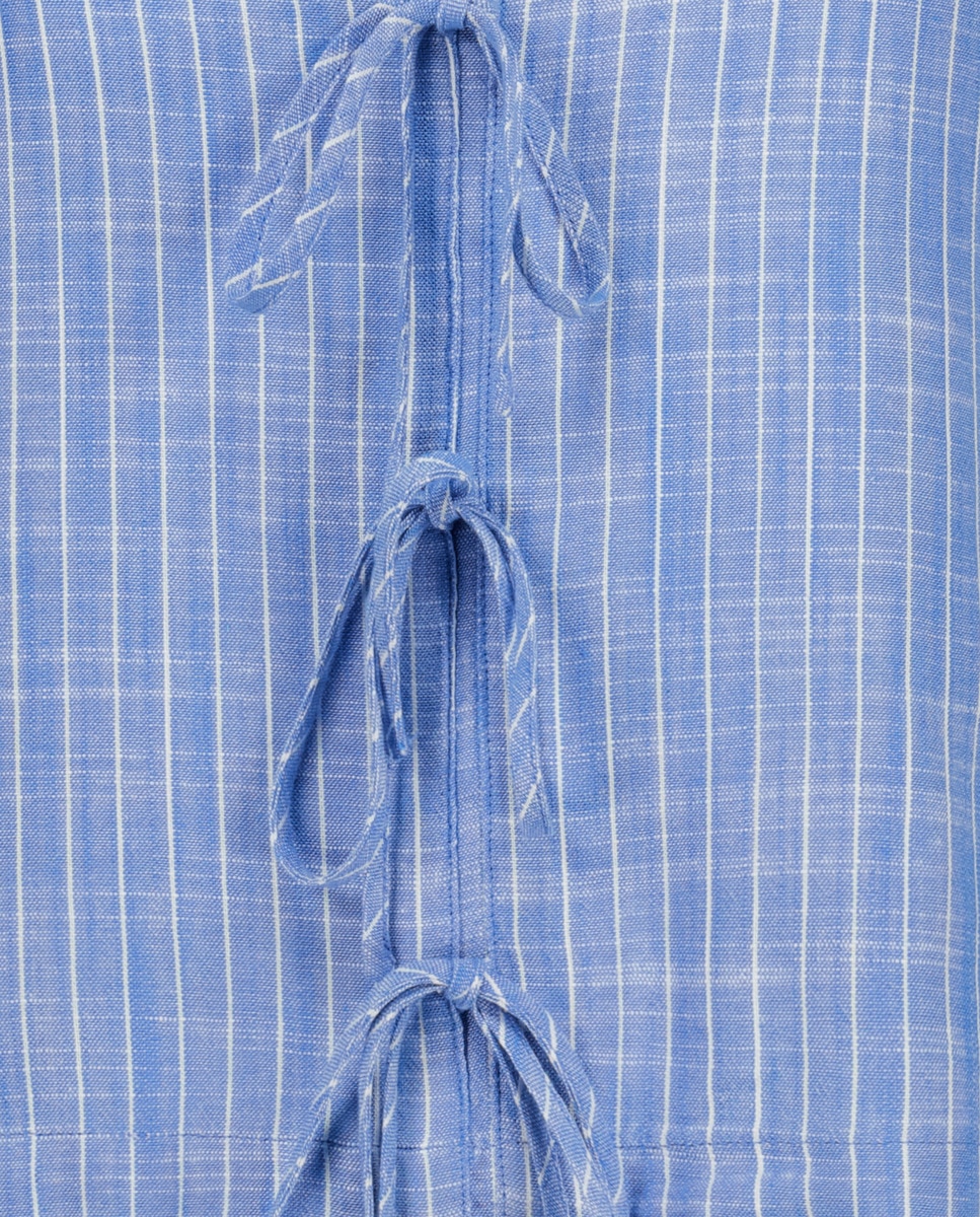 Top de Decote em Bico com Botões Azul-5