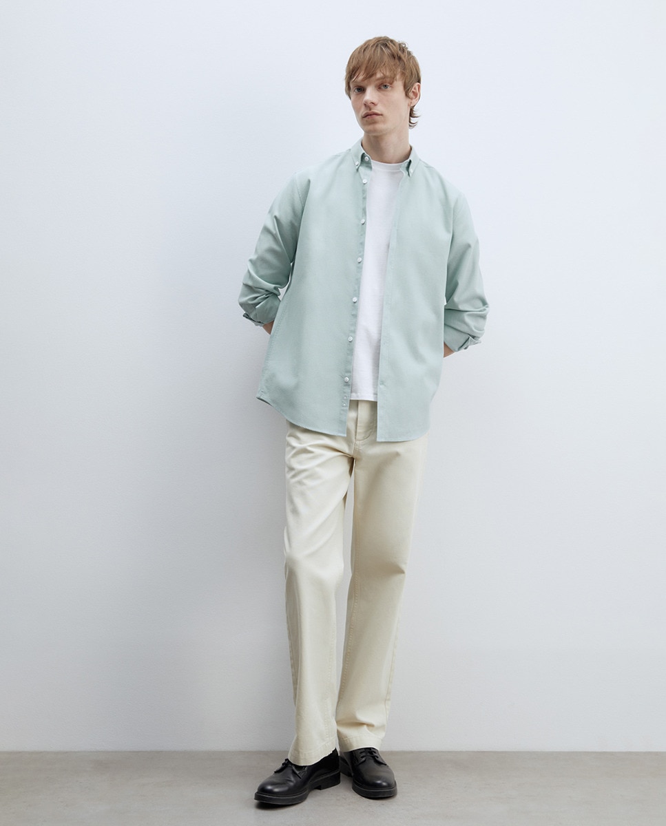 Camisa com Estrutura Slim Verde-6