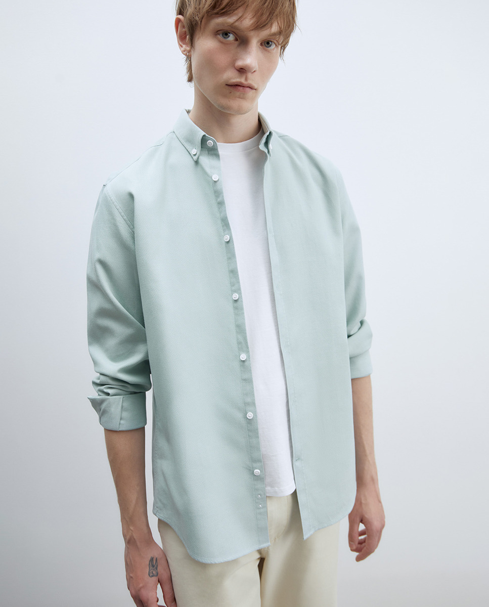 Camisa com Estrutura Slim Verde-1