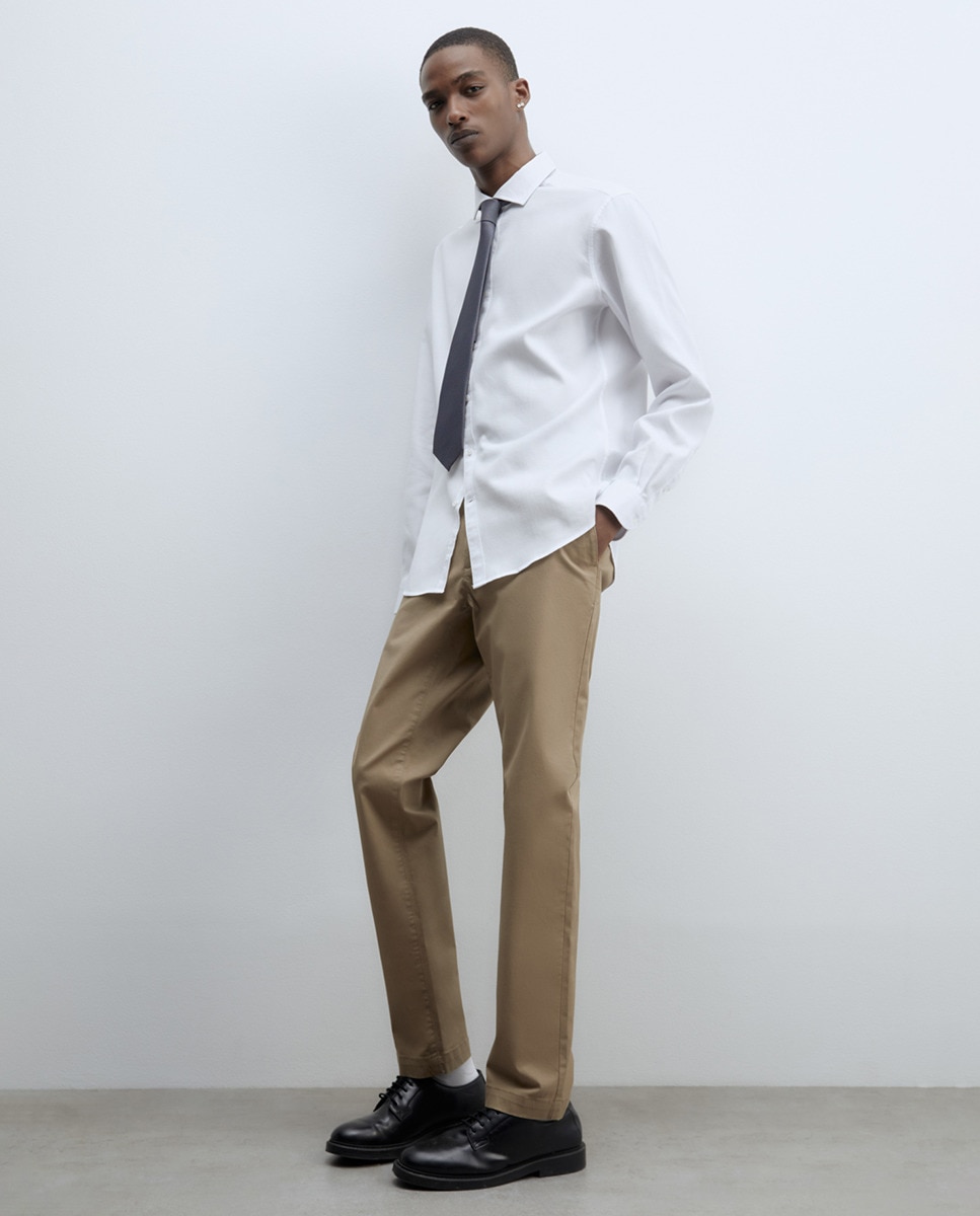 Camisa Regular com Estrutura Branco-5
