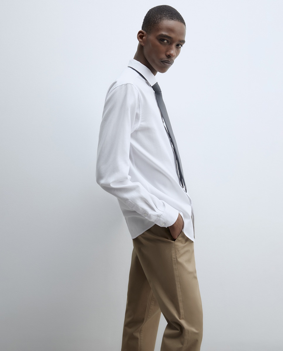 Camisa Regular com Estrutura Branco-3