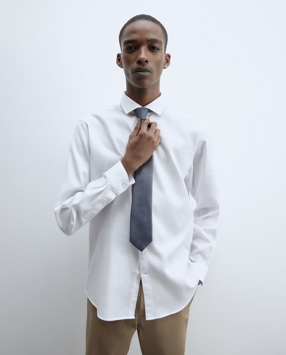 Camisa Regular com Estrutura Branco-1