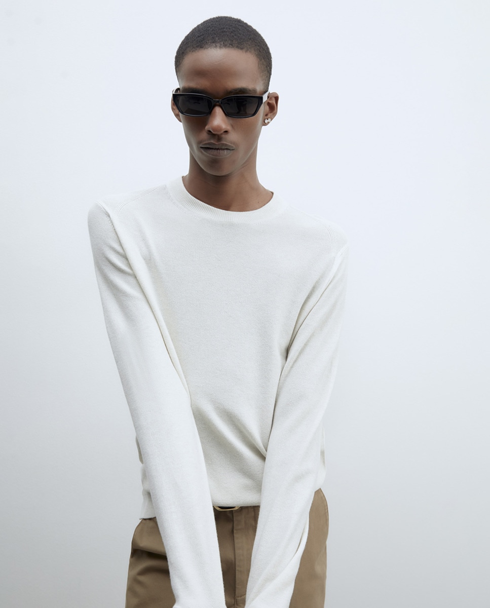 Camisola de Malha com Estrutura Cru-3