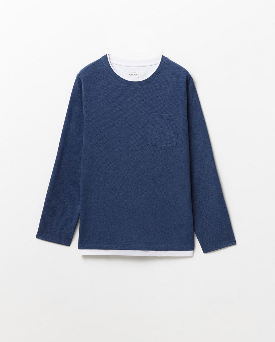 T-shirt de Estrutura Dupla Azul-5