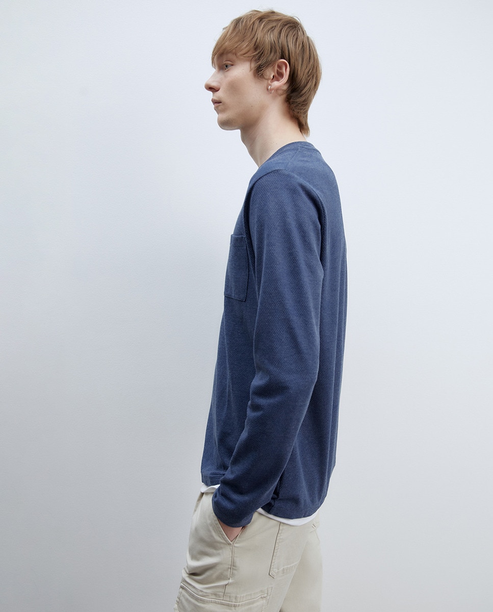 T-shirt de Estrutura Dupla Azul-4
