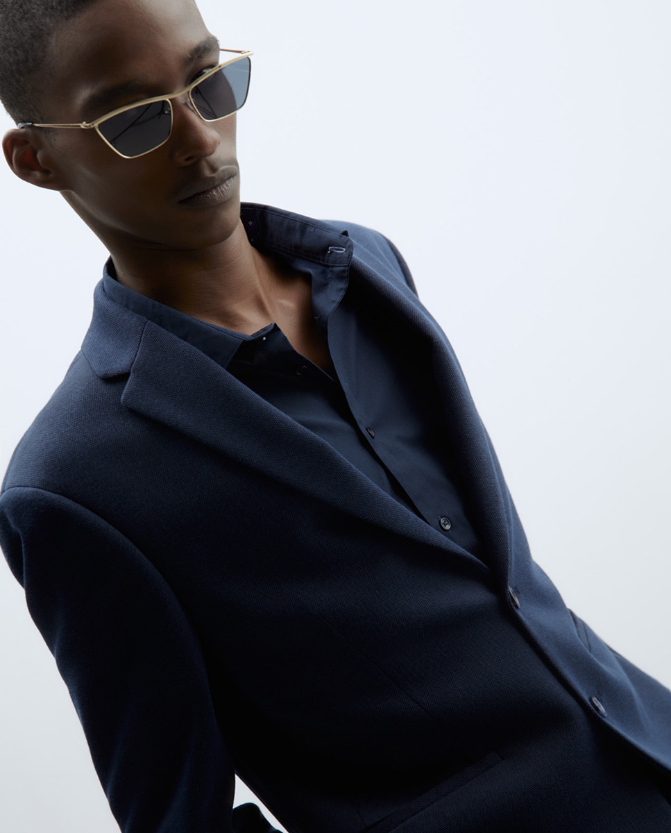 Blazer em Jersey Marinho-4