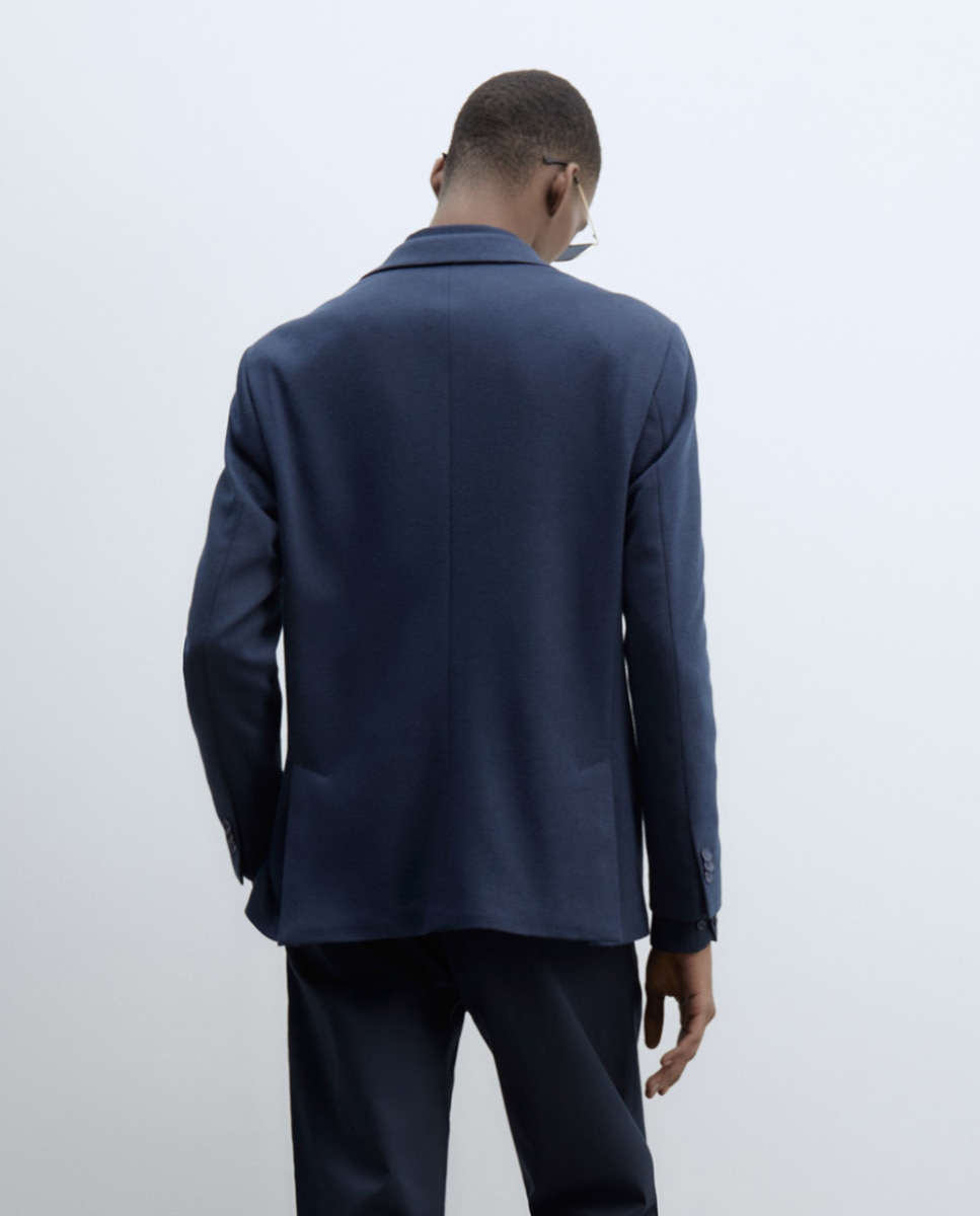 Blazer em Jersey Marinho-2