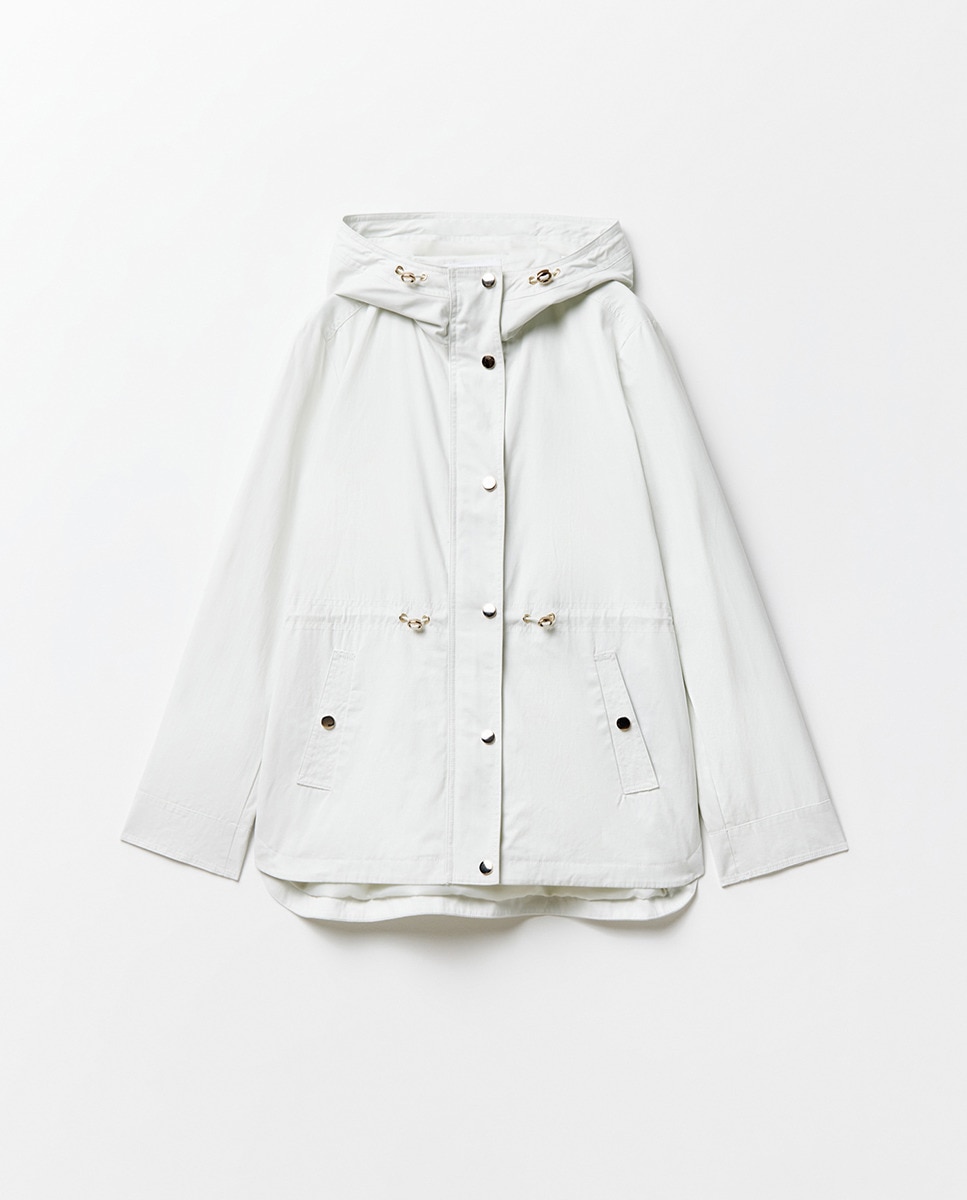 Parka com pespontos Branco-6