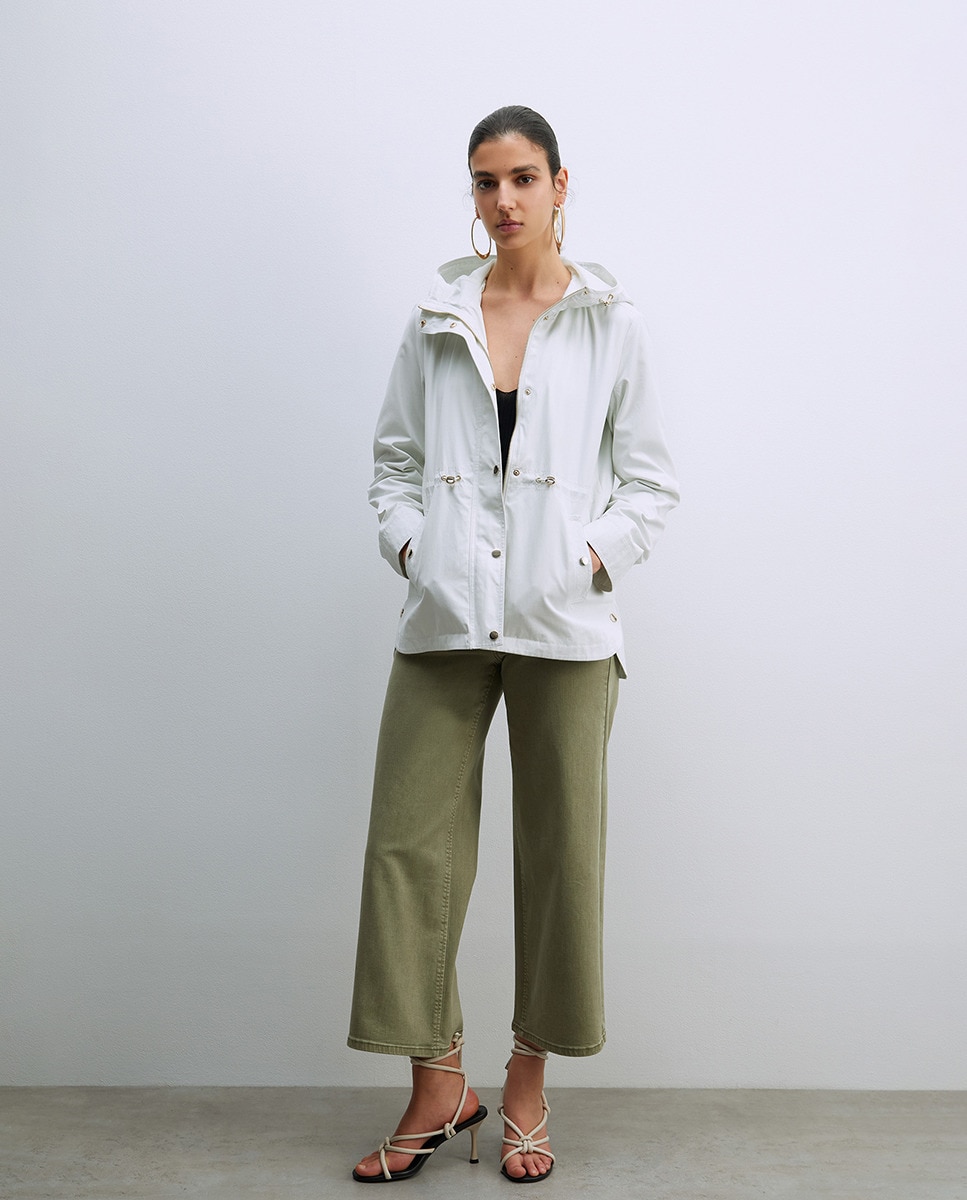 Parka com pespontos Branco-7