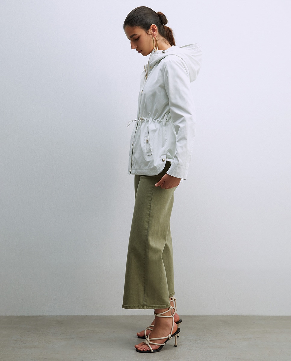 Parka com pespontos Branco-4