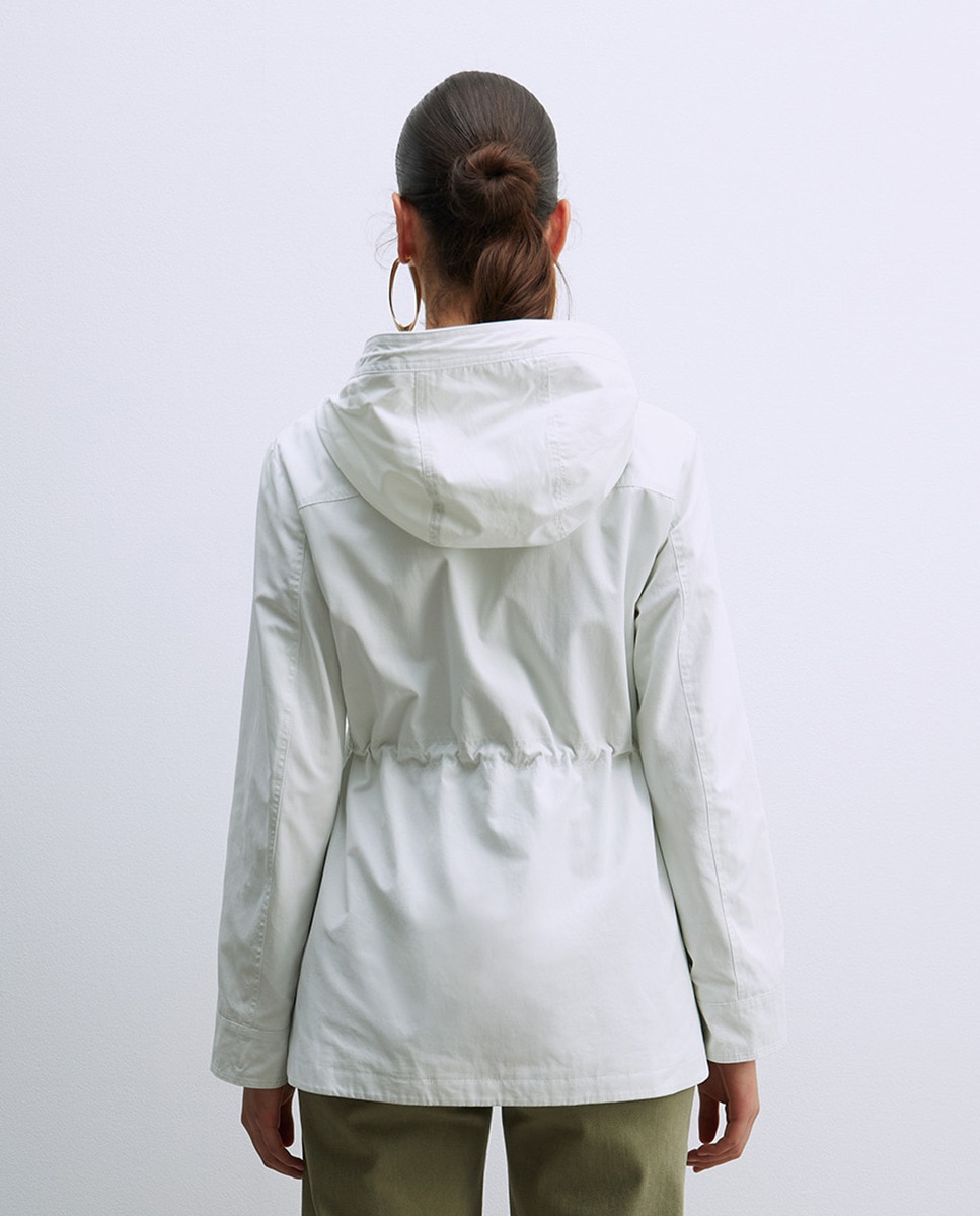 Parka com pespontos Branco-2