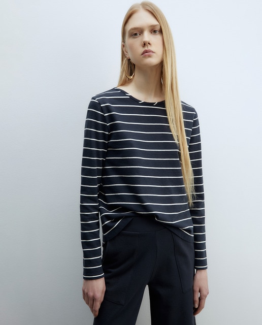 Imagem 0 de Blusa às Riscas e em Algodão