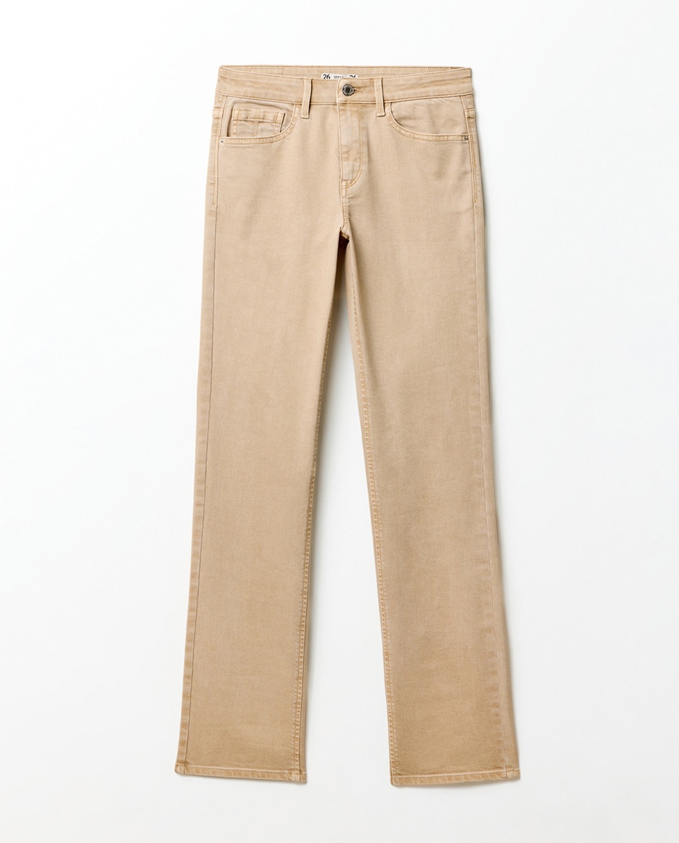 Jeans slim coloridas Bege-6
