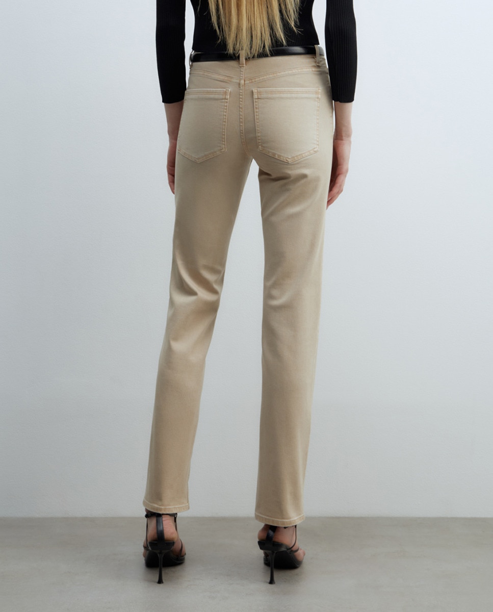 Jeans slim coloridas Bege-3