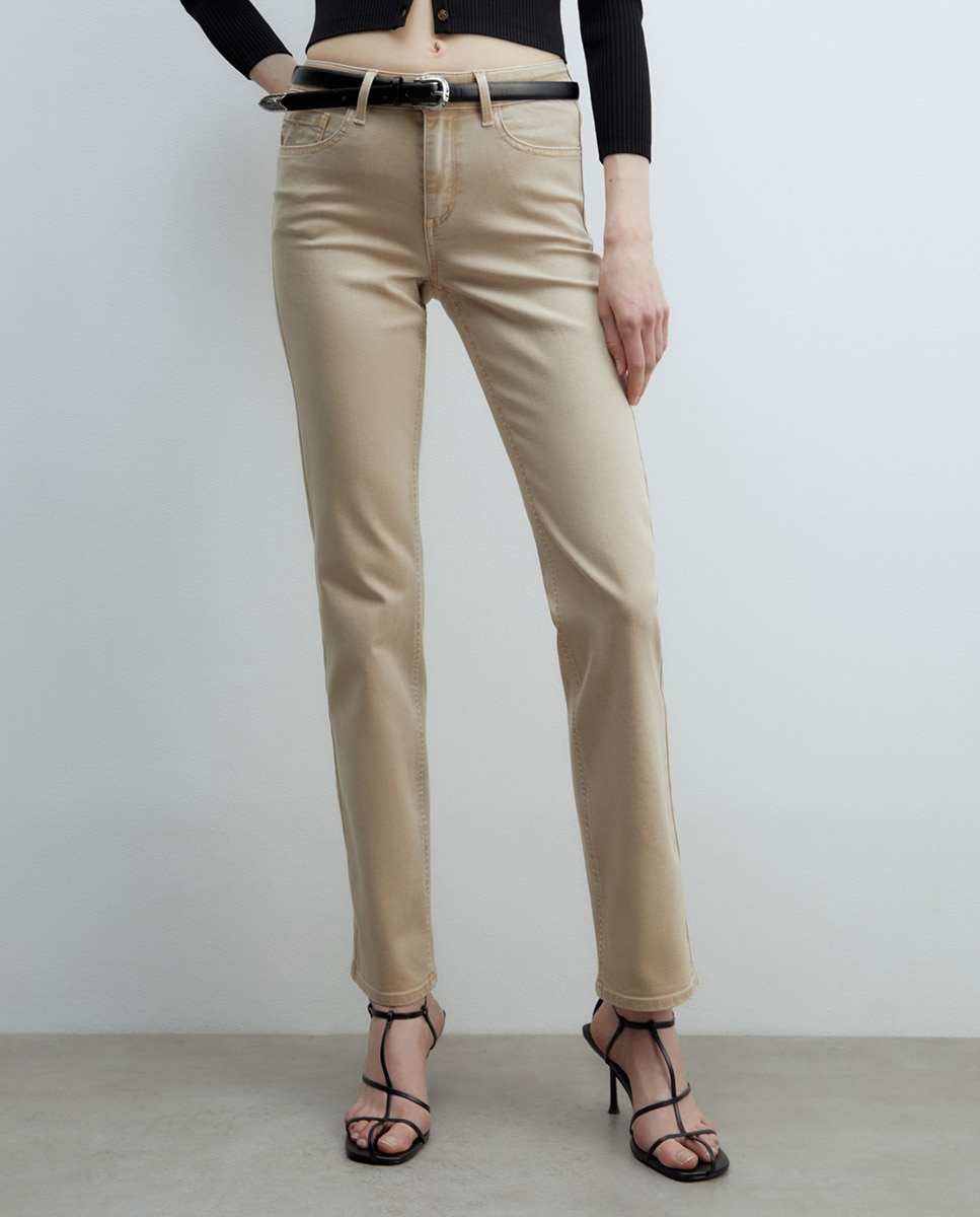 Jeans slim coloridas Bege-2