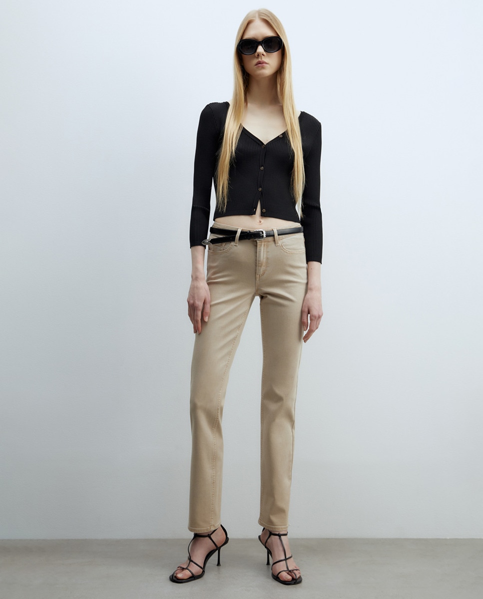 Jeans slim coloridas Bege-1