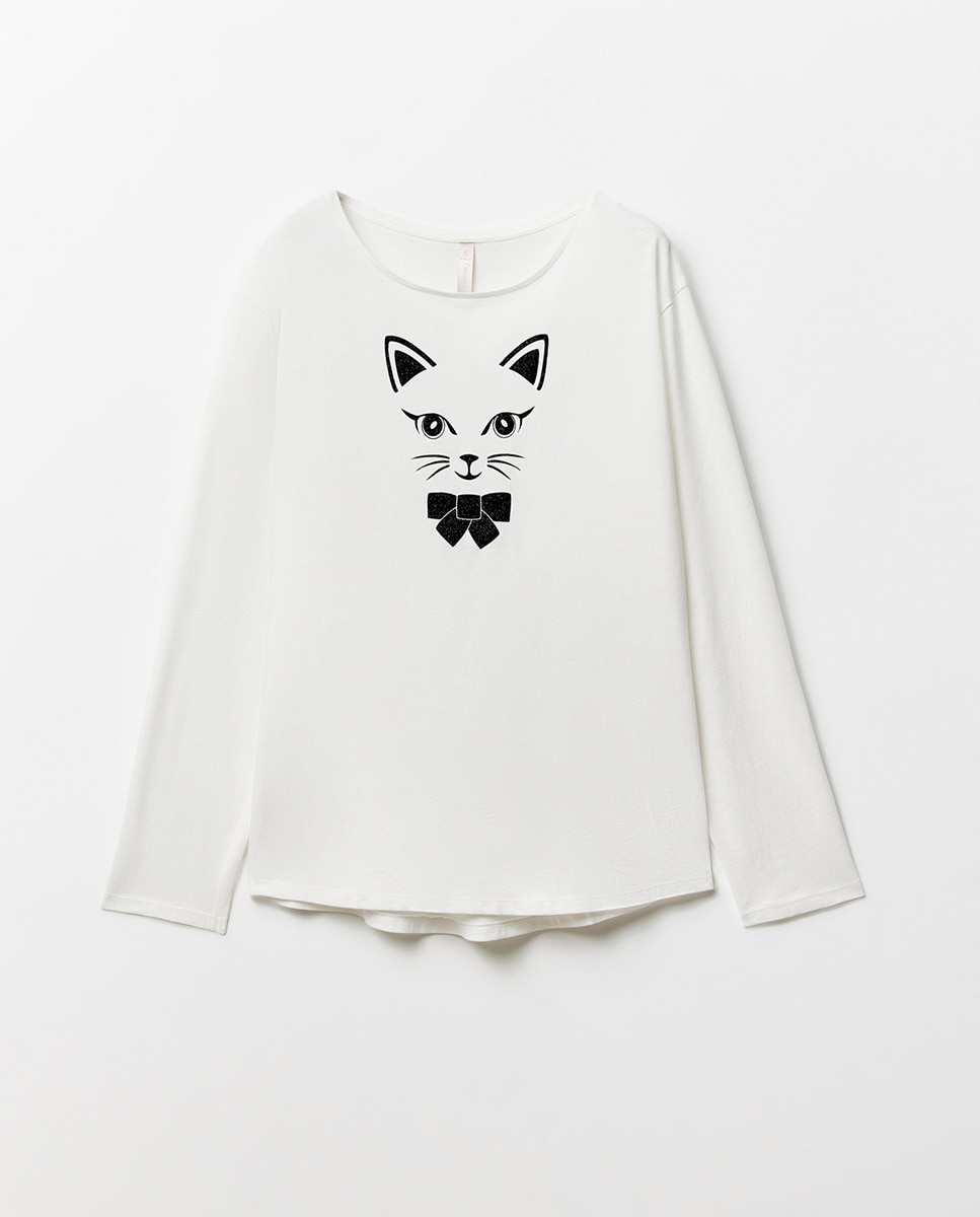 Pijama Gato com Lacinho Branco-5