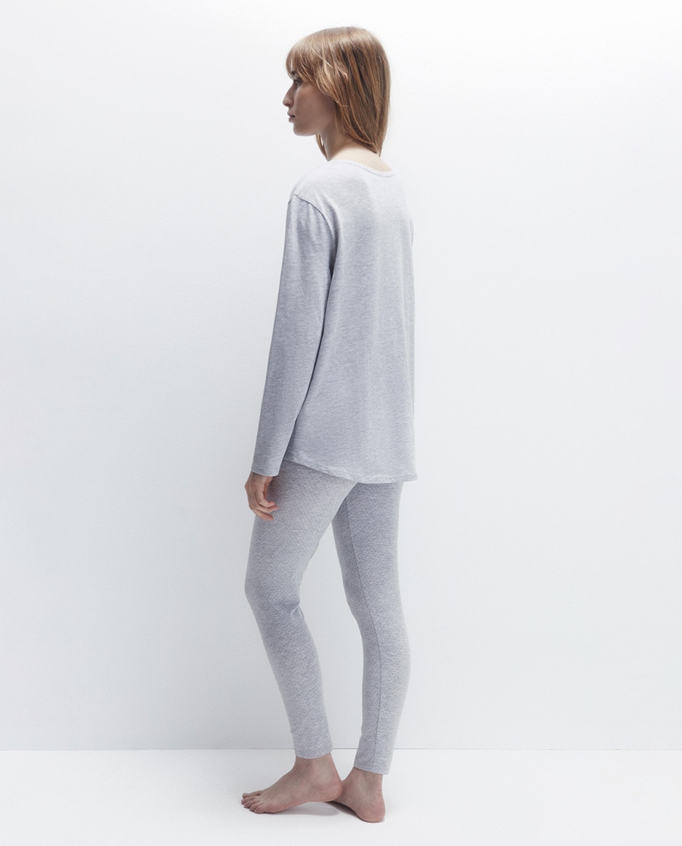 Pijama com Texto Cinzento-claro-2