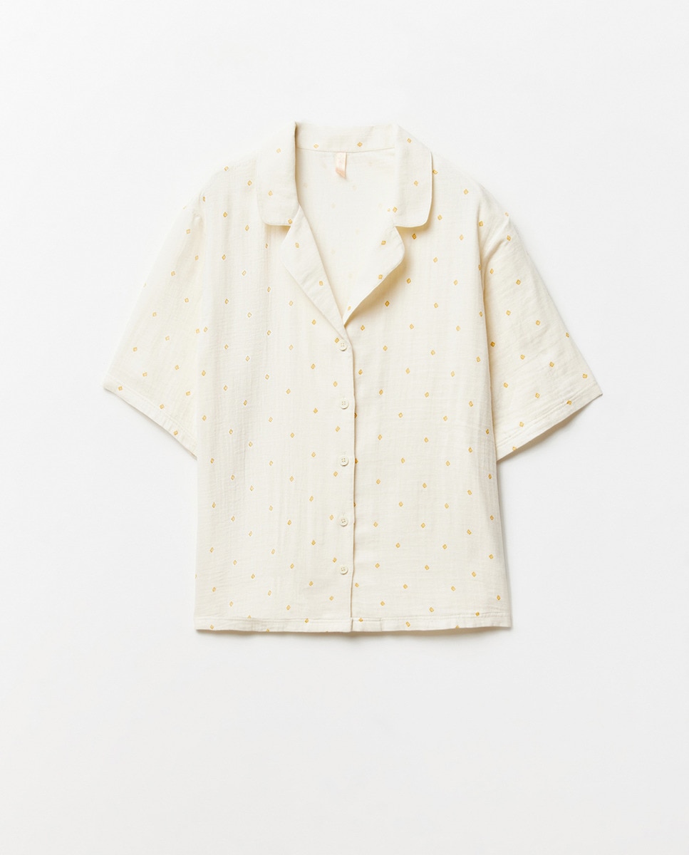Pijama com Estampado Floral Branco-6
