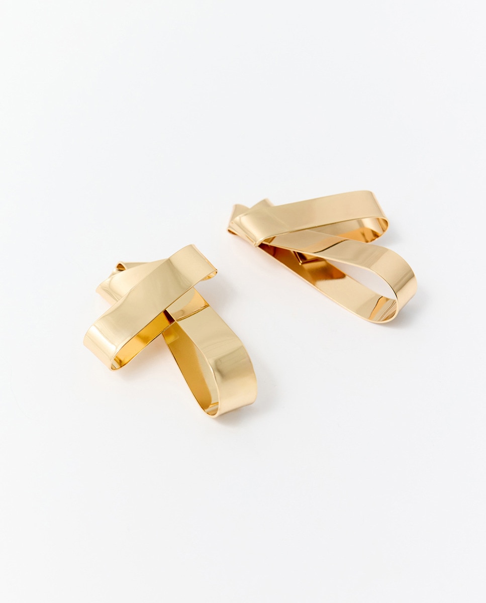 Brincos de Fita Origami Ouro-2