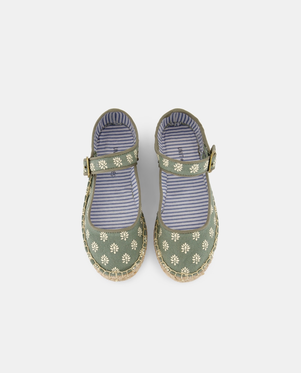 Merceditas niña de yute estampada Kaki-4