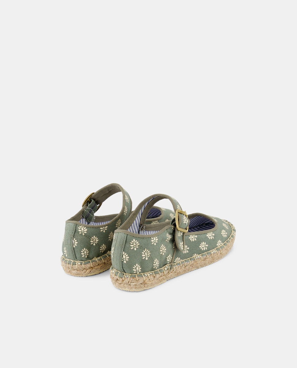 Merceditas niña de yute estampada Kaki-3