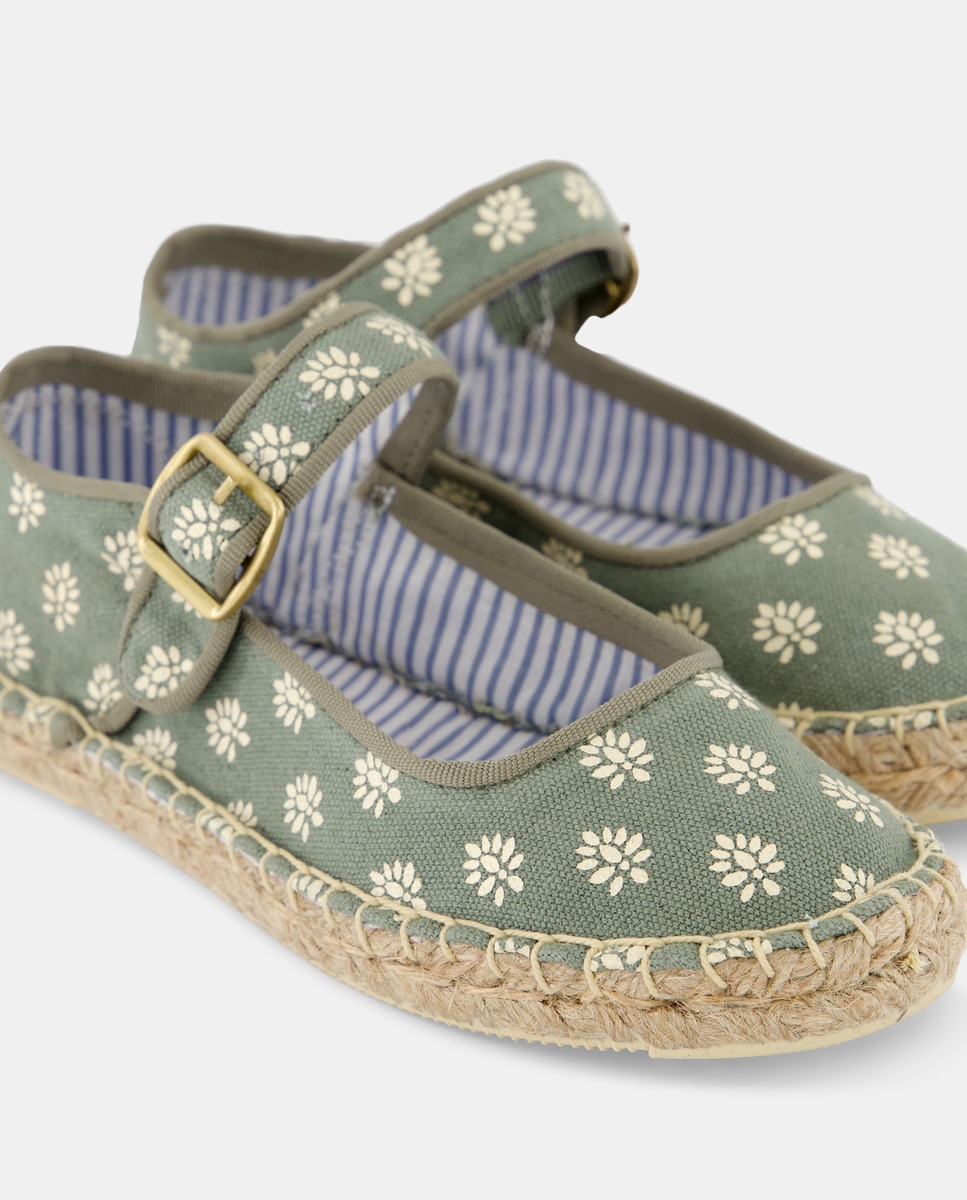 Merceditas niña de yute estampada Kaki-5