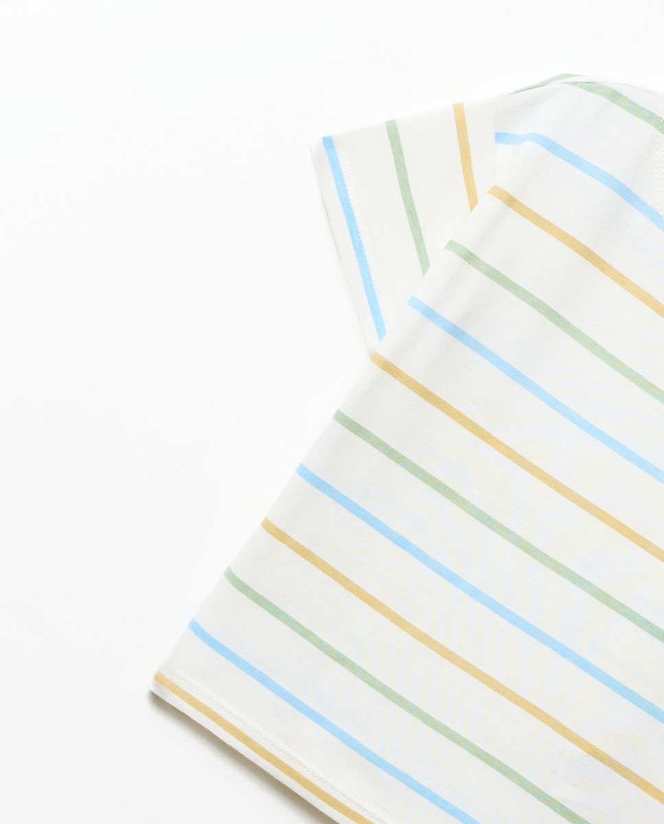 T-shirt às riscas Verde-claro-3