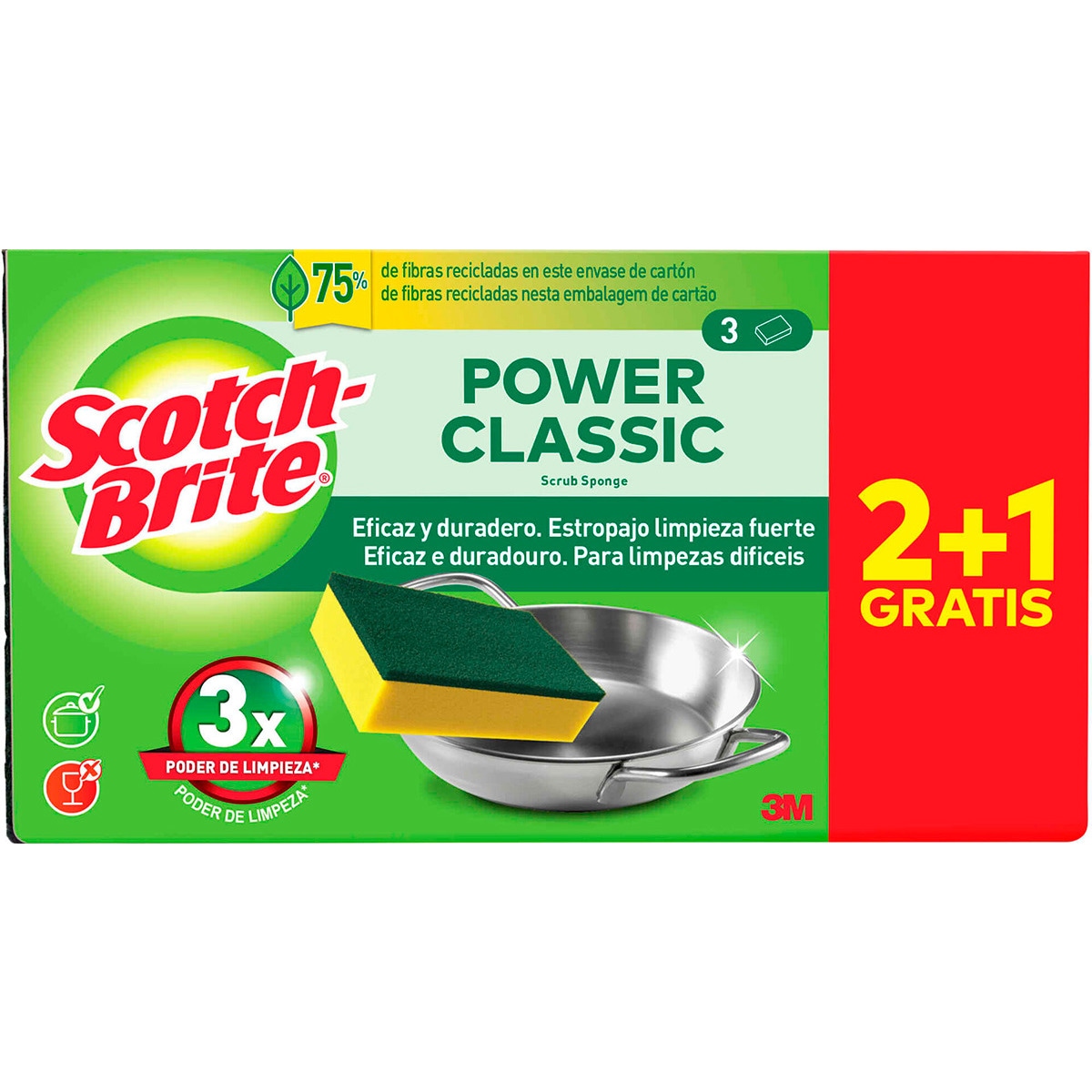 Esfregão Esponja Power Classic embalagem 2 unidades