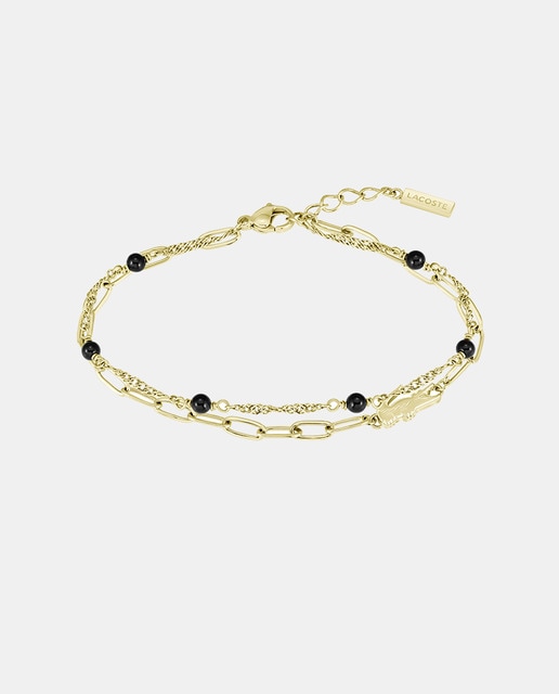 Imagen 0 de Pulsera Deva de acero dorado y ónix