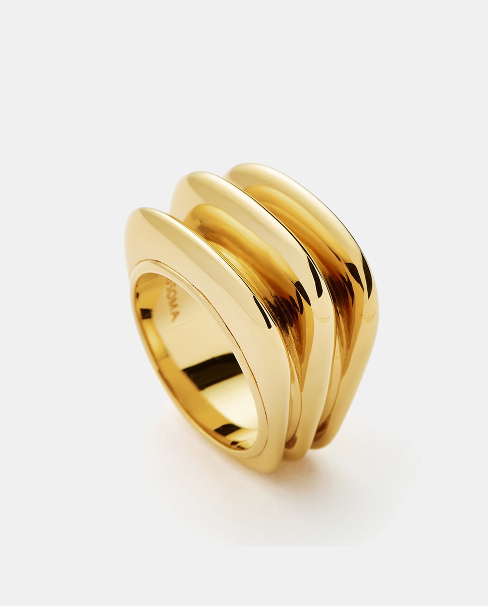 Anillo Mixed Metal de Triple Cresta dorados Oro-2